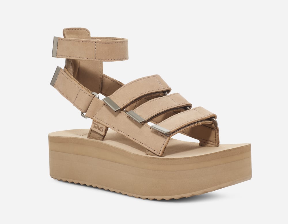 Teva Flatform Mevia Leather Platåsandaler Dame Aprikos | Norge-3810