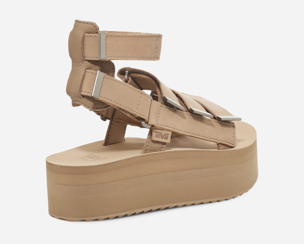 Teva Flatform Mevia Leather Platåsandaler Dame Aprikos | Norge-3810