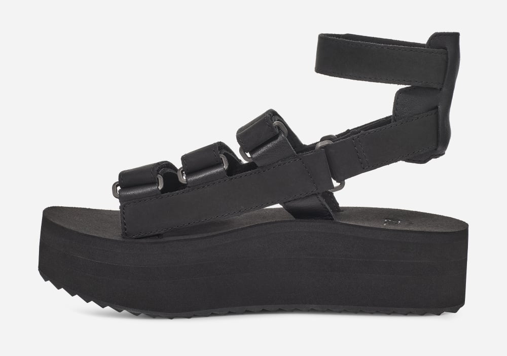 Teva Flatform Mevia Leather Platåsandaler Dame Svarte | Norge-9657