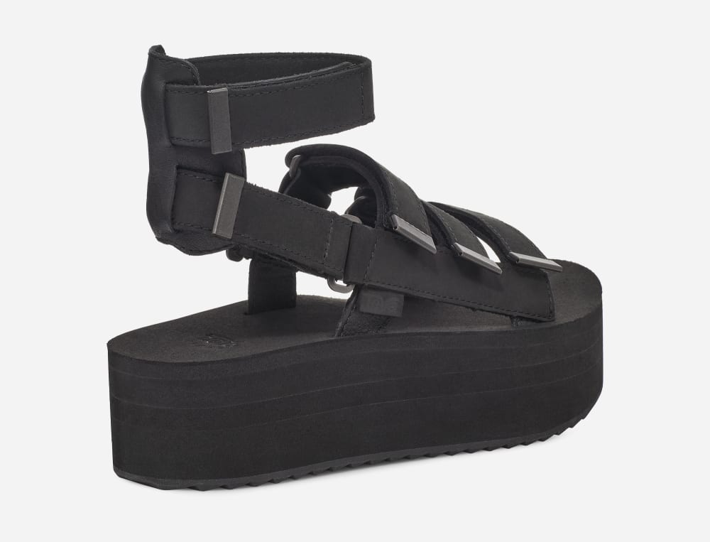 Teva Flatform Mevia Leather Platåsandaler Dame Svarte | Norge-9657