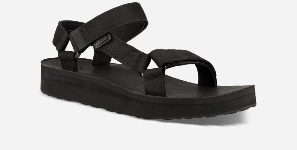 Teva Midform Universal Leather Platåsandaler Dame Svarte | Norge-0923