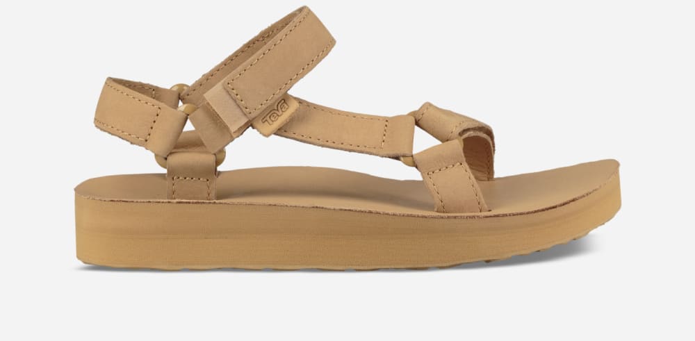 Teva Midform Universal Leather Platåsandaler Dame Beige | Norge-3758