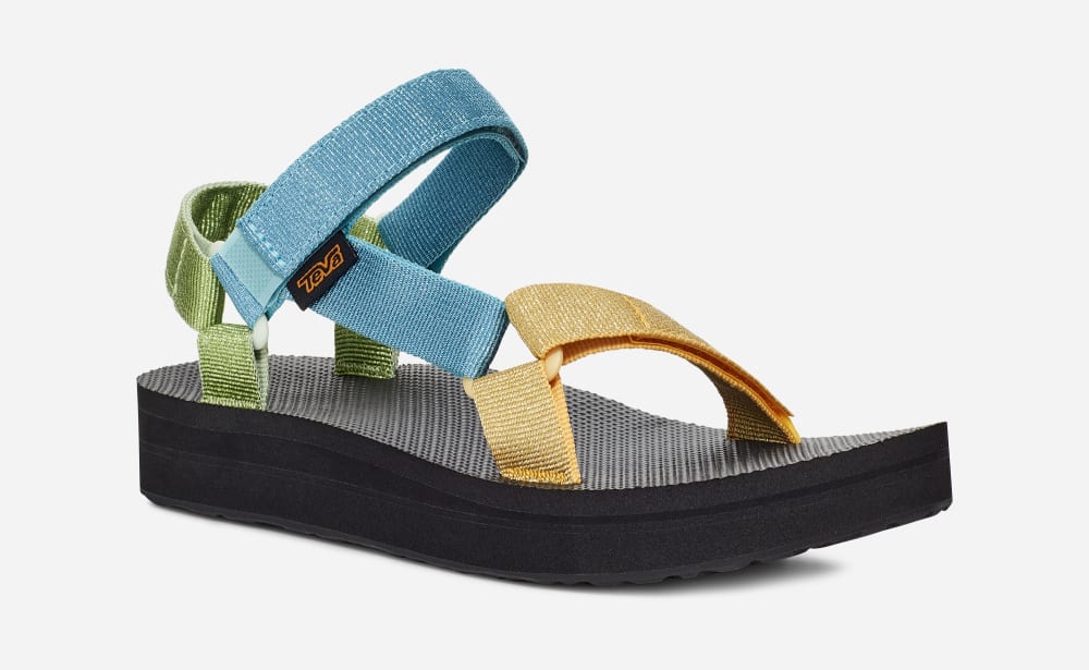 Teva Midform Universal Platåsandaler Dame Metal Blå Multicolor | Norge-9068