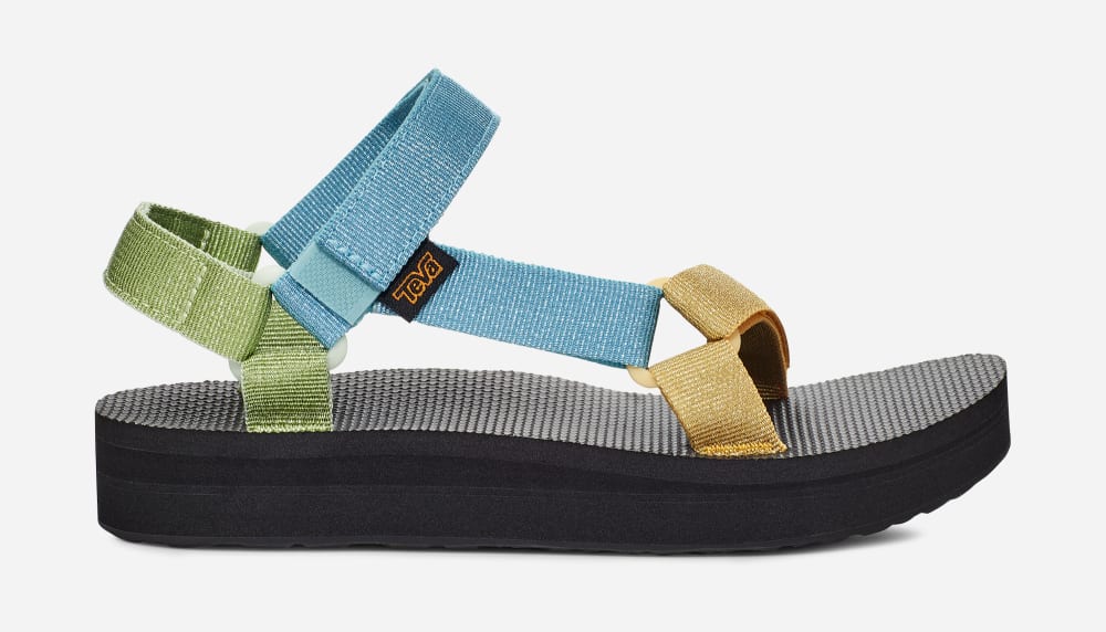 Teva Midform Universal Platåsandaler Dame Metal Blå Multicolor | Norge-9068