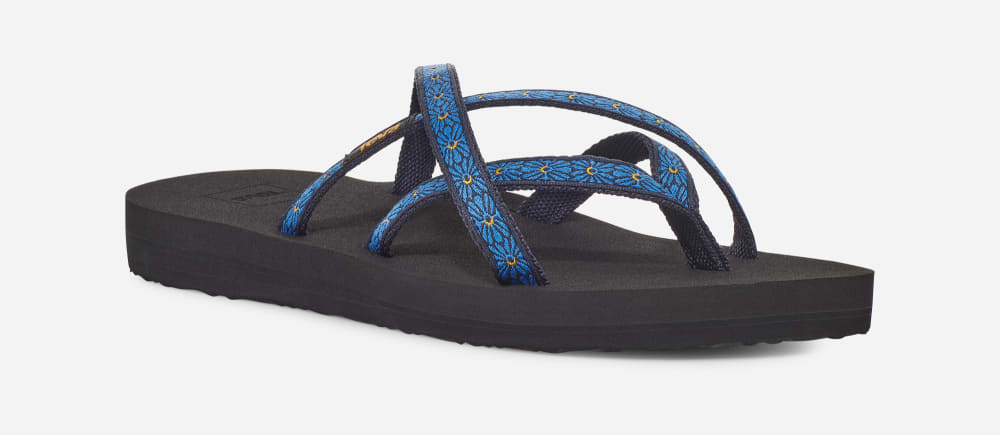 Teva Olowahu Flip Flops Dame Blomster Marineblå | Norge-3761