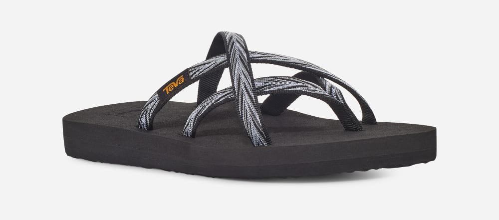 Teva Olowahu Flip Flops Dame Svarte Hvite | Norge-1957