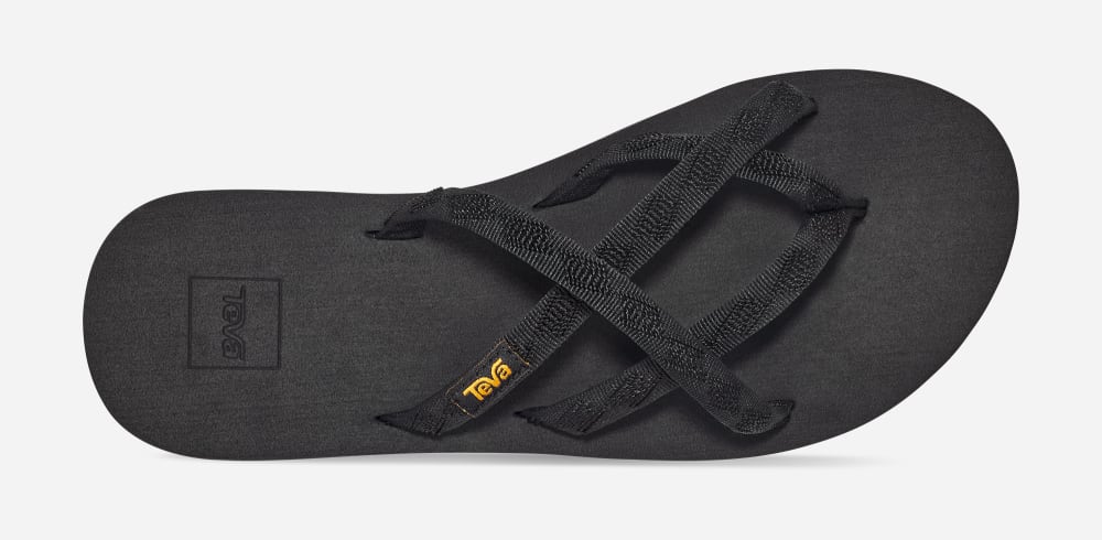 Teva Olowahu Flip Flops Dame Svarte Svarte | Norge-3012