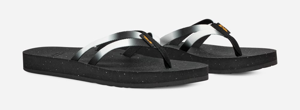 Teva Reflip Strappy Gradiate Flip Flops Dame Svarte Hvite | Norge-5946