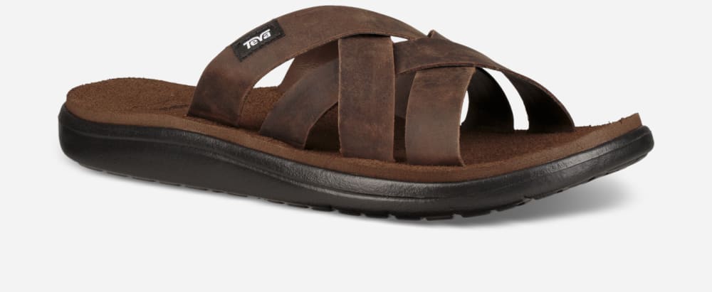 Teva Voya Leather Badesandaler Herre Brune | Norge-7465