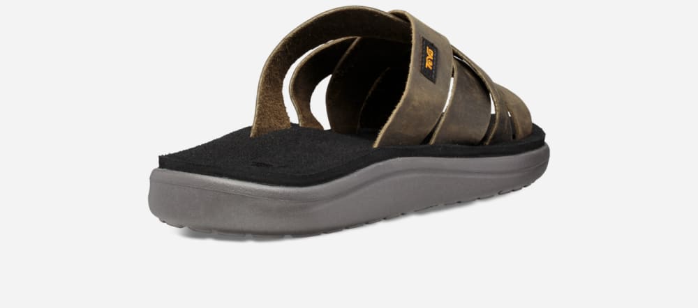 Teva Voya Leather Badesandaler Herre Mørke Olivengrønne | Norge-5176