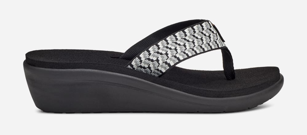 Teva Voya Wedge Flip Flops Dame Svarte Hvite | Norge-9804