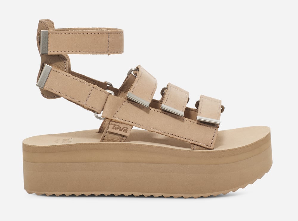 Teva Flatform Mevia Leather Platåsandaler Dame Aprikos | Norge-3810