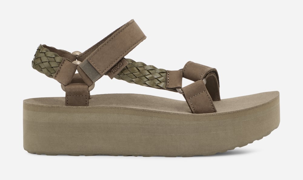 Teva Flatform Universal Interweave Platåsandaler Dame Olivengrønne | Norge-8573